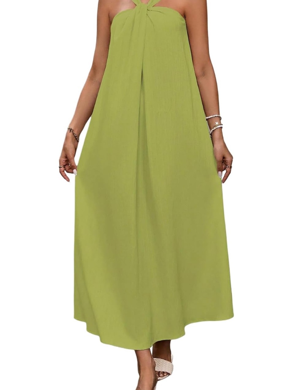 Lime Green Halter Maxi Dress